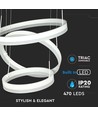 Lustre dimmable 92W avec 3 anneaux - Ø60cm, blanc chaud, lumière douce
