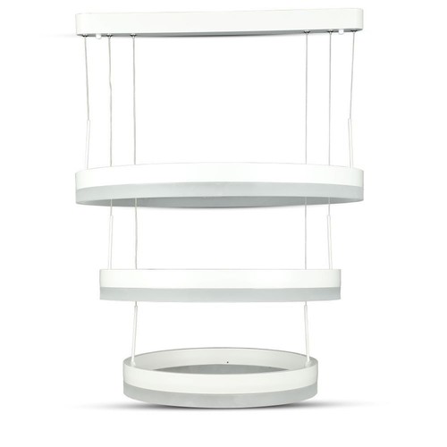 Lustre dimmable 92W avec 3 anneaux - Ø60cm, blanc chaud, lumière douce