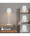 Lampe de table LED rechargeable intérieur/extérieur - Blanc, tactile dimmable, CCT, IP54 extérieur