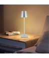 Lampe de table LED rechargeable Intérieur/extérieur - Argent, tactile dimmable, CCT, IP54 extérieur