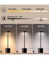 Lampe de table LED rechargeable - Noir, tactile dimmable, CCT, IP20