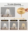 Lampe de table LED rechargeable, couleur réglable - Or, tactile dimmable, IP20