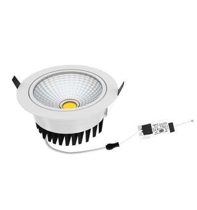 Spot encastrable COB 5W Ø8,5cm RA80 - Perçage : Ø7 cm, Dimensions : Ø8,5 cm, bord blanc, 2700K