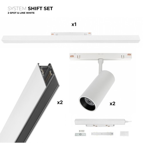 SHIFT Kit 2x spots + rail d'éclairage - 2 mètres complet + spots et éclairage de base, Blanc