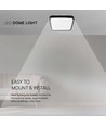 Plafonnier LED 18W - 25 x 25 cm, bord noir