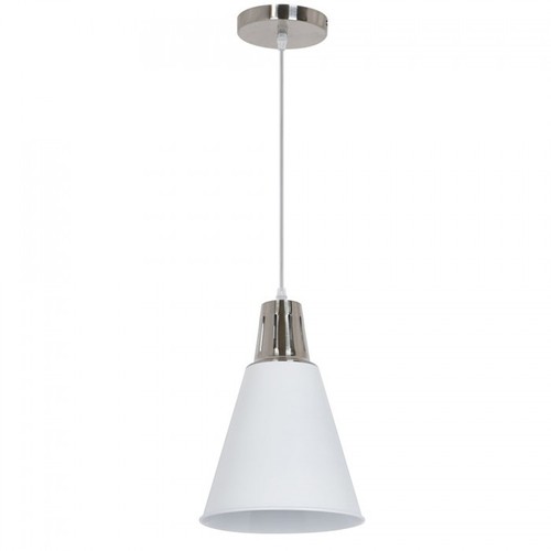 Suspension moderne V-Tac - Chrome + blanc sablé, Ø22 cm, E27