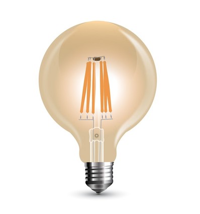 Ampoule LED globe E27 8W dimmable - Ø12,5 cm, Filament carbone, blanc extra chaud