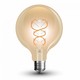 Ampoule globe LED E27 5W - Ø12,5cm, Filament carbone, blanc extra chaud