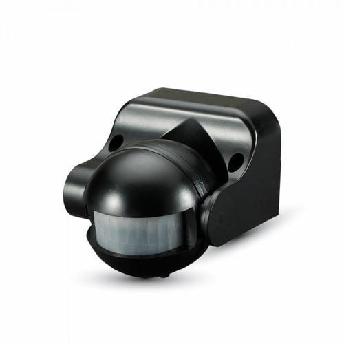 Détecteur de mouvement - IP44 extérieur, compatible LED, noir, PIR infrarouge