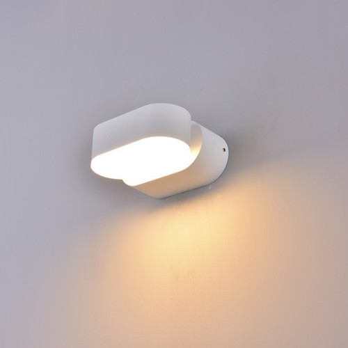 Applique murale LED 6W blanche - IP65 extérieur, Ovale, rotative à 350 degrés, source lumineuse incluse