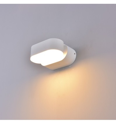 Applique murale LED 6W blanche - IP65 extérieur, Ovale, rotative à 350 degrés, source lumineuse incluse