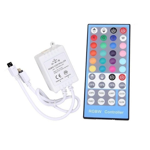 Contrôleur RGB+WW avec télécommande - Compatible uniquement avec bande RGB+WW, infrarouge, 12V (96W), 24V (192W)