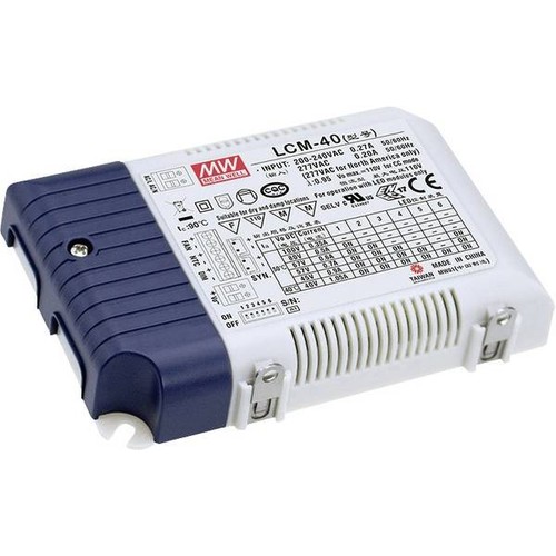 Driver LED Meanwell 40W / 350-1050mA dimmable LCM-40DA - interface DALI + push dim, compatible avec nos panneaux LED 29W