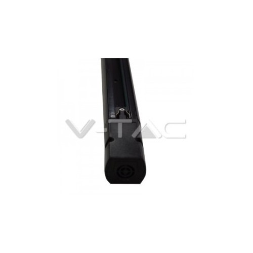 V-Tac rail de 1 mètre pour spots sur rail - Noir, 3 phases, complet avec connexion et bouchon de fin