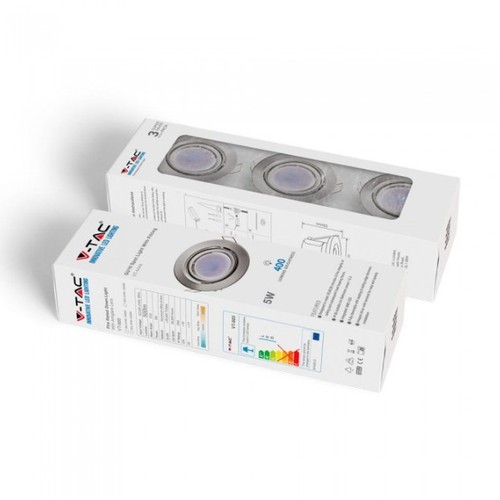 Pack de 3 spots encastrables 5W - Façade en acier, complet avec support GU10 et spot LED