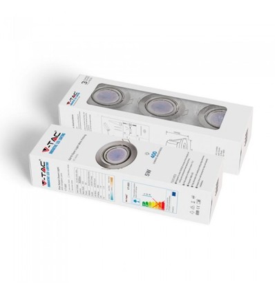 Pack de 3 spots encastrables 5W - Façade en acier, complet avec support GU10 et spot LED