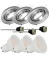 Pack de 3 spots encastrables 5W - Façade en acier, complet avec support GU10 et spot LED