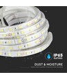 Ruban LED 5m 9W/m résistant aux éclaboussures - 24V DC, IP65, 60 LED par mètre