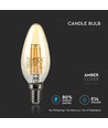 Ampoule flamme LED E14 4W - Filament, verre fumé, blanc extra chaud