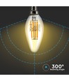 Ampoule flamme LED E14 4W - Filament, verre fumé, blanc extra chaud