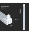 Réglette LED T8 150cm - Pour 1x tube LED 150cm, IP20 intérieur
