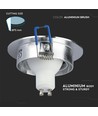 Kit Downlight MR16 ou GU10 - Sans source lumineuse, aluminium brossé, Perçage : Ø7,5 cm, Dimensions : Ø9,1 cm