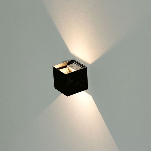 Applique murale LED 5W - IP65 extérieur, carrée, faisceau réglable, noir, source lumineuse incluse