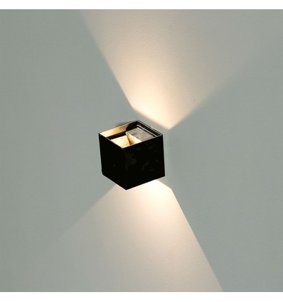 Applique murale LED 5W - IP65 extérieur, carrée, faisceau réglable, noir, source lumineuse incluse