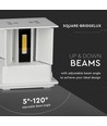 Applique murale LED 5W - IP65 extérieur, blanc, carré, angle de diffusion réglable, source lumineuse incluse