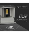 Applique murale LED 5W - IP65 extérieur, carrée, grise, angle de diffusion réglable, source lumineuse incluse