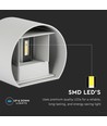 Applique murale 5W - IP65 extérieur, Ronde, angle de diffusion réglable, source lumineuse incluse, gris