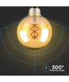 Ampoule globe LED E27 5W - Ø12,5cm, Filament carbone, blanc extra chaud