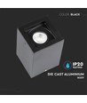 Plafonnier GU10 - IP20, carré, noir, sans source lumineuse