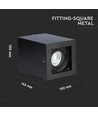 Plafonnier GU10 - IP20, carré, noir, sans source lumineuse