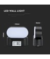 Applique murale LED 6W - IP65 extérieur, ovale, rotative à 350 degrés, noir, source lumineuse incluse