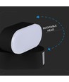 Applique murale LED 6W - IP65 extérieur, ovale, rotative à 350 degrés, noir, source lumineuse incluse