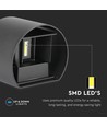 Applique murale LED 5W - IP65 extérieur, ronde, noire, angle de diffusion réglable, source lumineuse incluse