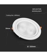 Spot LED 30W Ø22,5cm - Découpe : Ø19,5 cm, Dimensions : Ø22,5 cm, 3 cm de haut, Samsung LED chip